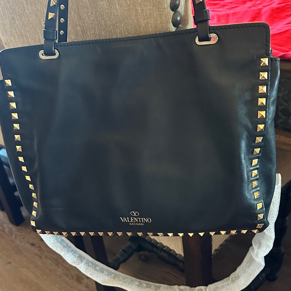 Valentino Black Tote with Gold Accents
